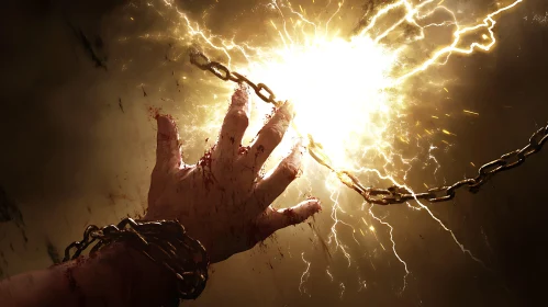 Chained Hand and Lightning Art