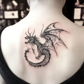 Intricate Dragon Tattoo Design on Back