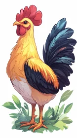 Colorful Rooster Illustration