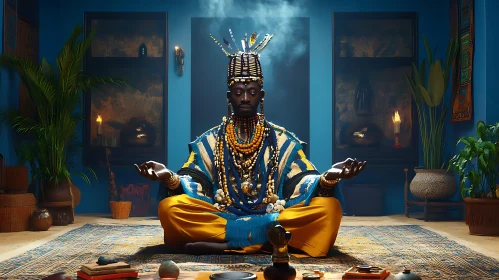 Meditative Man in Traditional Dress