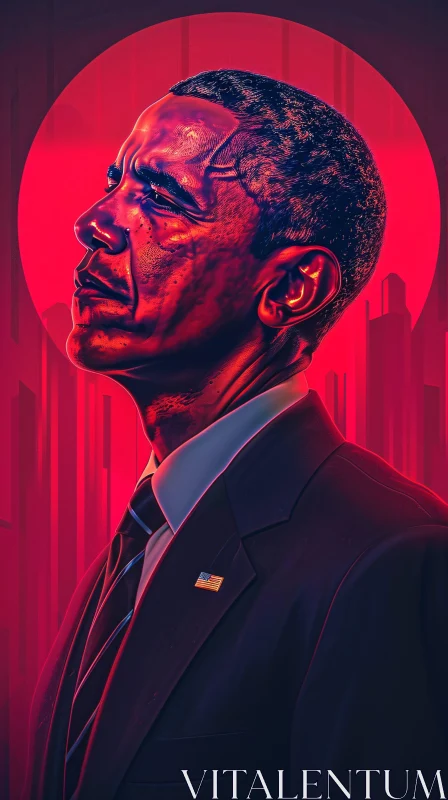 AI ART Barack Obama Red Portrait