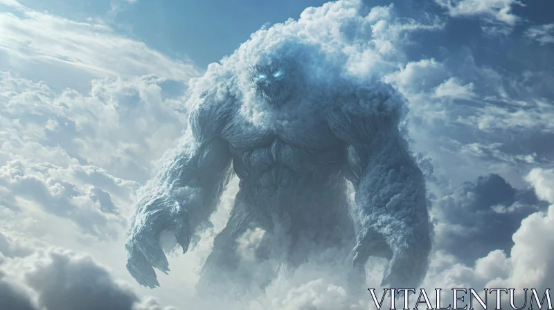 AI ART Giant Cloud Monster with Glowing Eyes