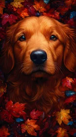 Dog in Fall Foliage