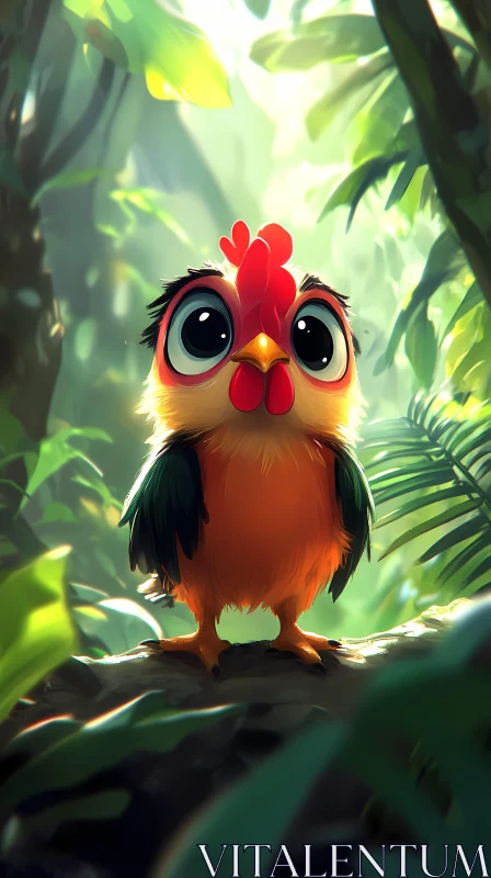 AI ART Colorful Cartoon Jungle Bird