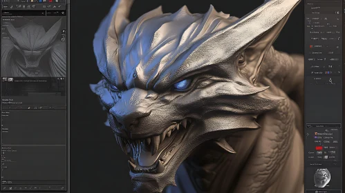 Metallic Dragon with Blue Eyes