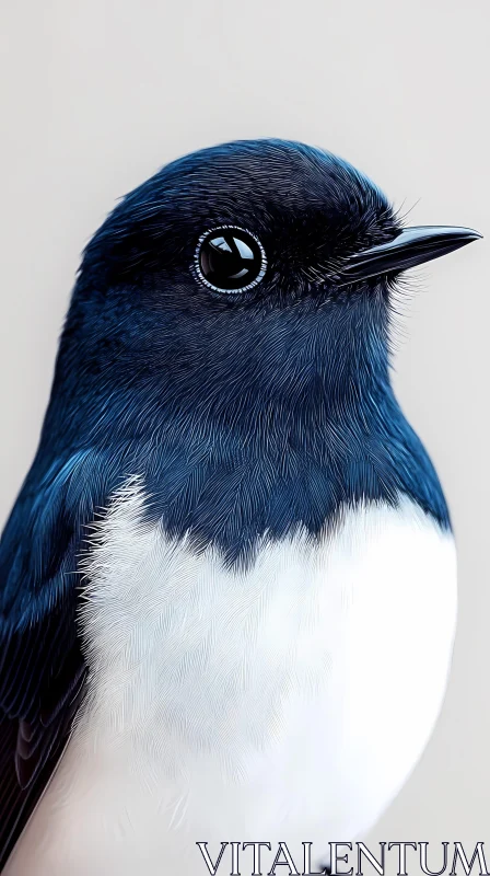 Portrait of a Blue-Feathered Bird AI Image