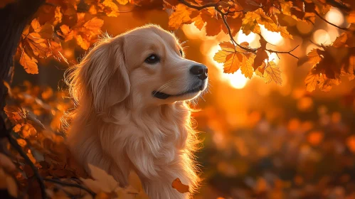 Serene Dog in Fall Foliage