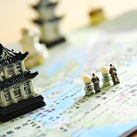 Asian Miniature World on Map