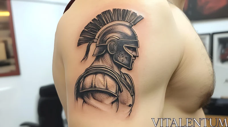 Shoulder Tattoo: Gladiator in Profile AI Image