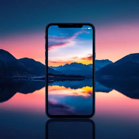 Sunset Reflection on Mobile Screen