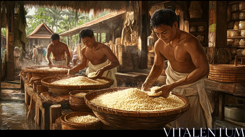 AI ART Asian Men Preparing Food Traditionally