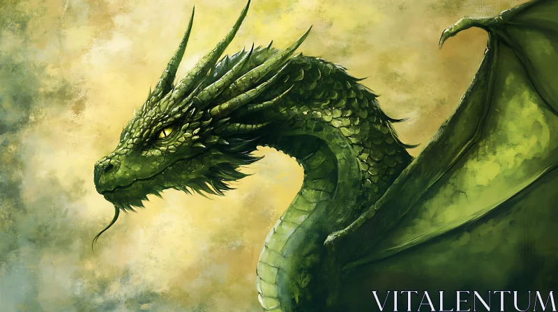 Emerald Dragon Portrait AI Image