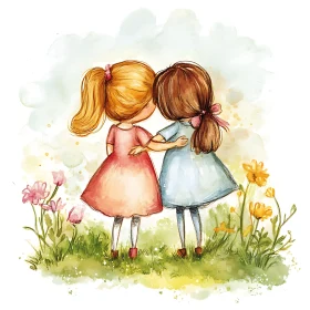 Girls Embrace Art Print