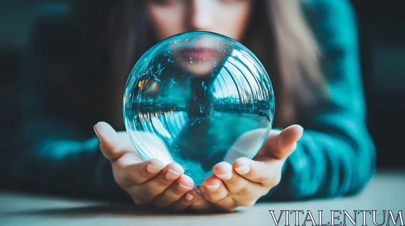 Woman Holding Magical Crystal Sphere AI Image