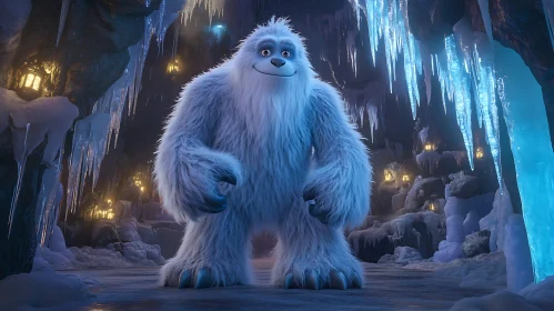 Friendly Yeti in an Ice Cave