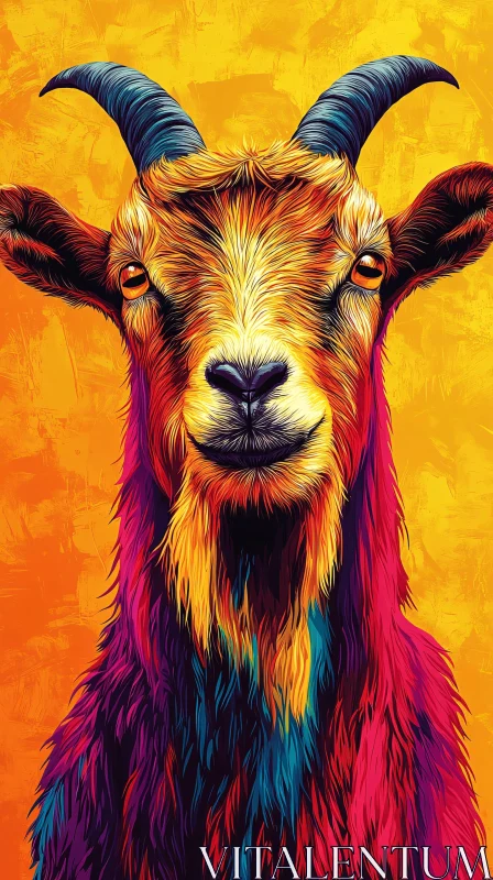 Vivid Goat Art in Abstract Colors AI Image