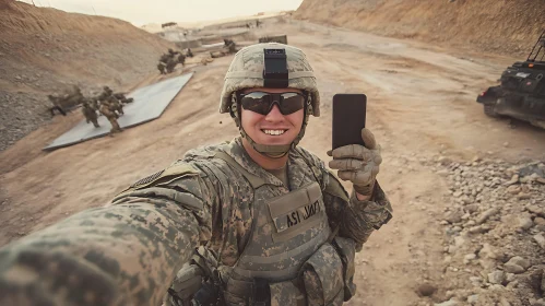Military Selfie in Desert
