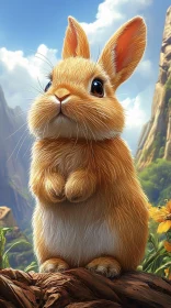 Charming Bunny in Mountainous Landscape