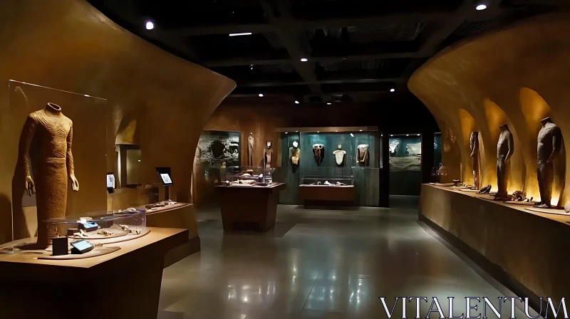 AI ART Museum Interior with Ancient Exhibits