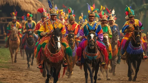 Procession of Riders in Traditional Attire