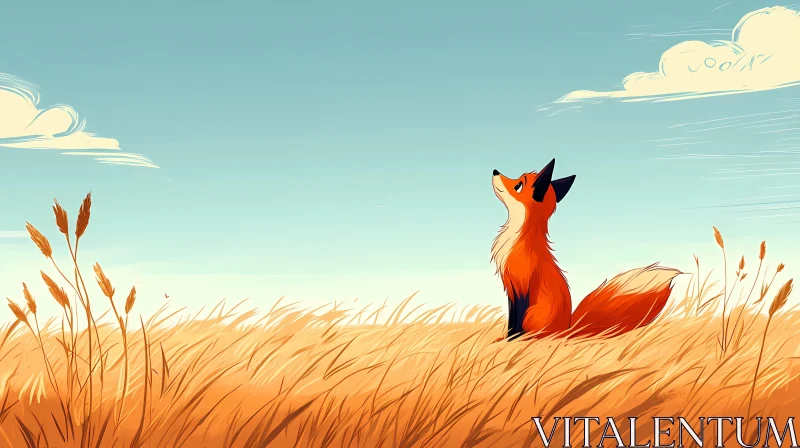 Fox Amidst Golden Wheat AI Image