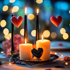 Candlelit Hearts: A Romantic Still Life