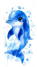 Playful Blue Dolphin Painting