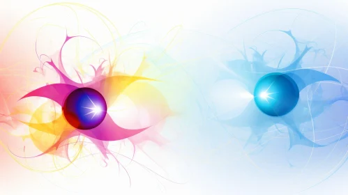 Abstract Cosmic Symbolism: Colorful Ellipses Floating on White Background