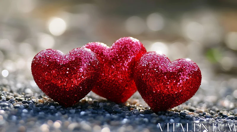 Sparkling Red Hearts Still Life AI Image