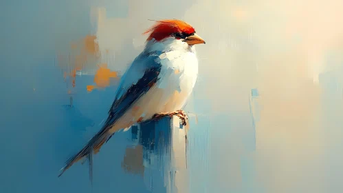 Artistic Bird with Red Topknot