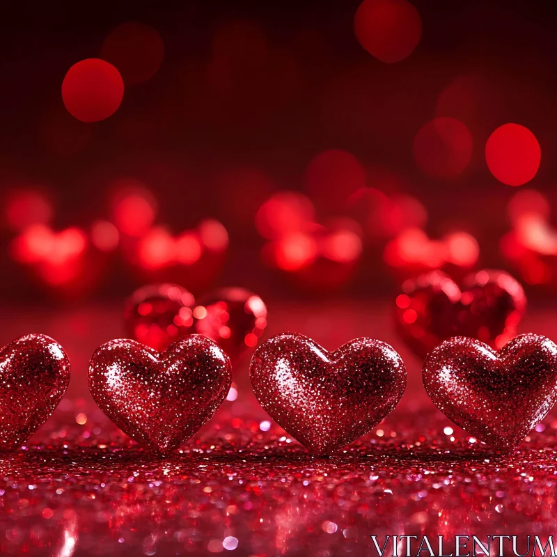 Sparkling Red Hearts of Love AI Image