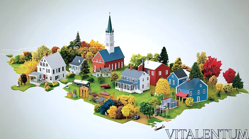 Idyllic Miniature Town with Colorful Homes AI Image