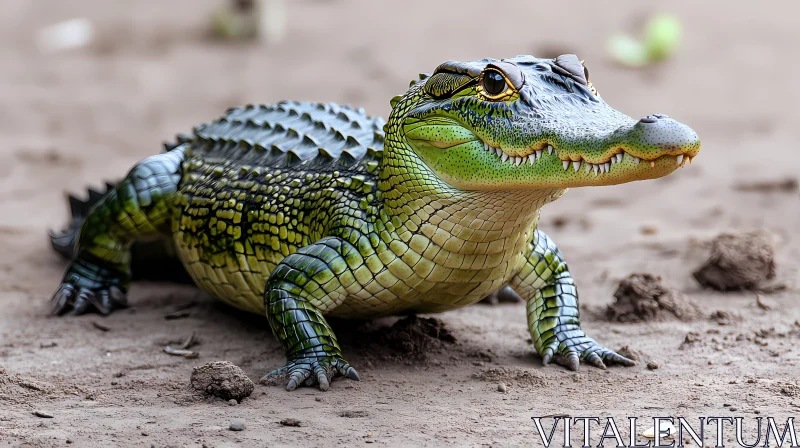 Crocodile Resting on Sand AI Image