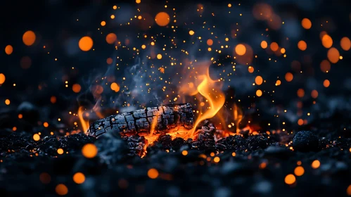 Mesmerizing Burning Log in Dark Background