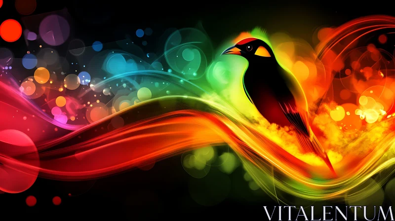 AI ART Stylized Bird Art with Swirling Lights