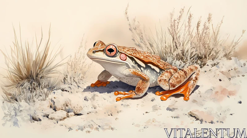 Desert Frog Art Illustration AI Image