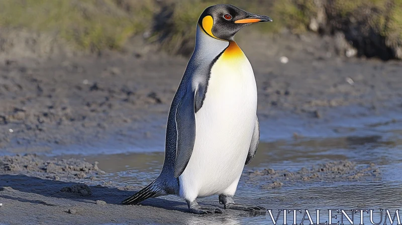 Majestic King Penguin on Icy Ground AI Image