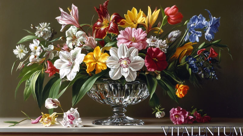 AI ART Elegant Floral Arrangement in Glass Vase