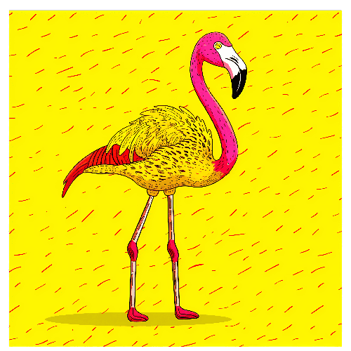 Flamingo Summer T-Shirt Design with Yellow and Red Accents