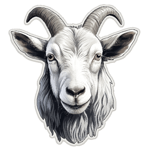 POD Design Friendly Cartoon Goat Head for T-Shirt Printing