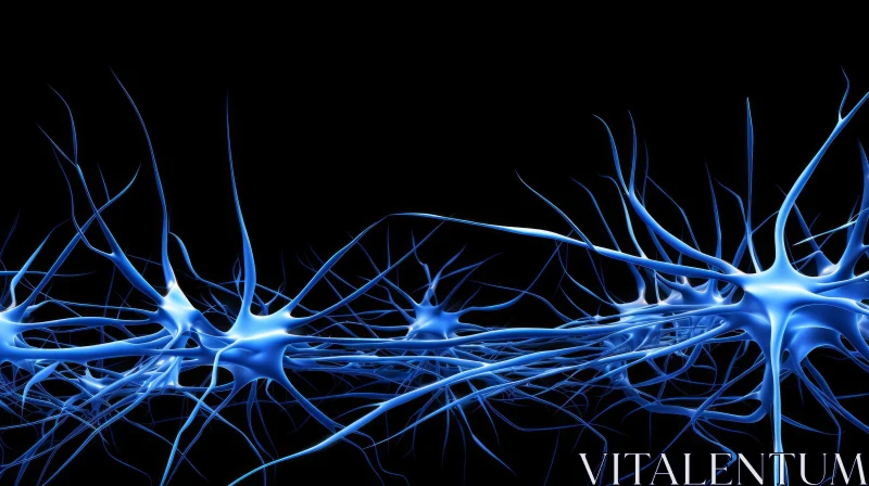 Intricate Blue Neurons: A Captivating Photo of Organic Connections AI Image