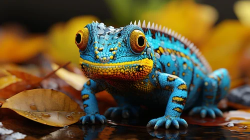 Intricate Chameleon Artwork in Aztec and Baroque Style