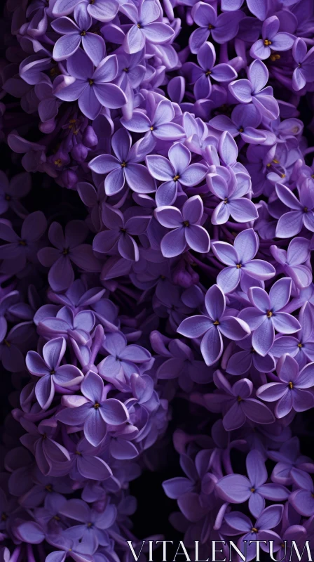 Lush Purple Lilac Flowers on Black Background | Pastel Color Palette AI Image