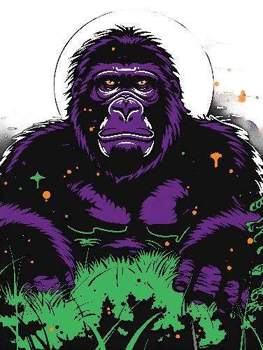 Purple Gorilla Jungle T-Shirt Design | Bold Animal Graphic POD Design