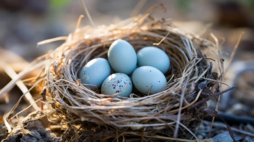 Sapphire Eggs in Nest - Woodland Imagery Celebrating Rural Life