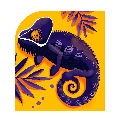 Stylized Chameleon Digital Art for T-Shirt Printing POD Design