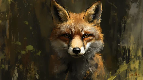 Fox Painting in Natural Setting