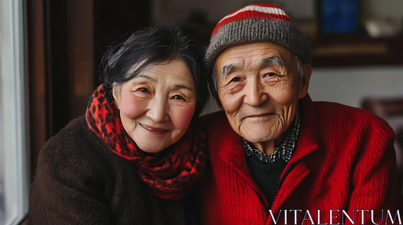 AI ART Warm Embrace: Elderly Couple Portrait