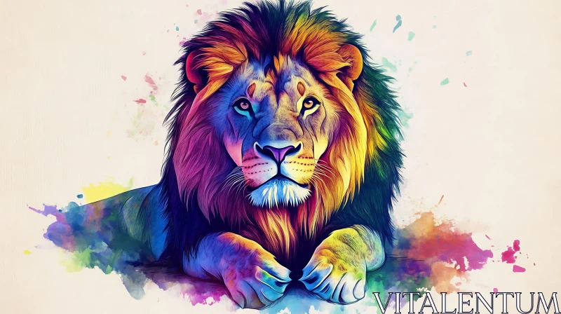 AI ART Watercolor Lion Portrait