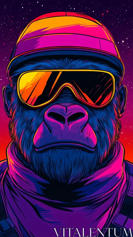 Urban Cosmic Gorilla Illustration AI Image